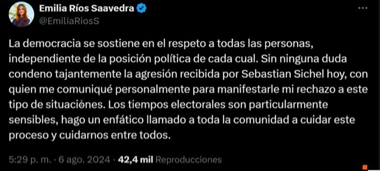 "No he hablado con ella": Sebastián Sichel desmiente a alcaldesa de Ñuñoa tras agresión sufrida en la vía pública
