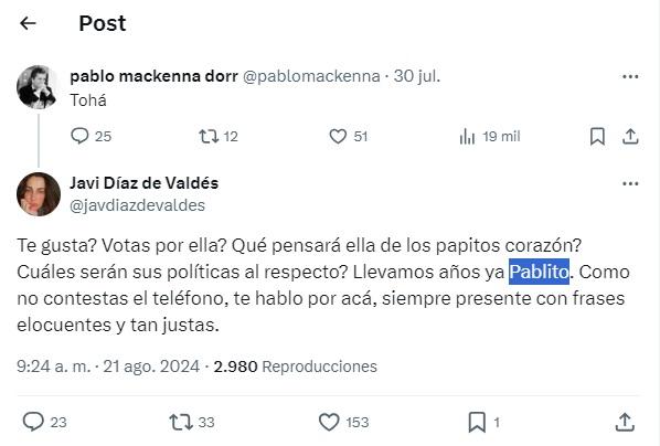 X - Posteo de Javiera Díaz de Valdés