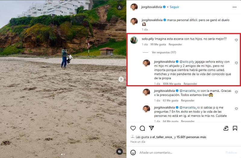 Instagram - Jorge Valdivia le responde a usuaria en redes sociales