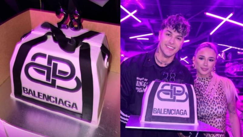 Nicolás Solabarrieta y su torta Balenciaga