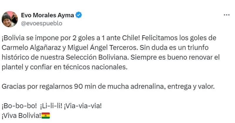 Captura - El mensaje de Evo Morales