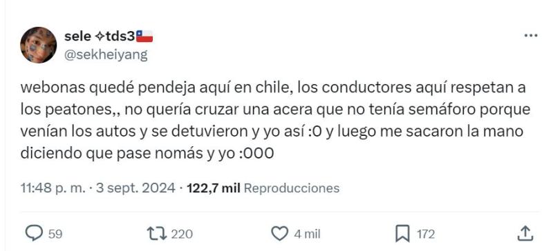 Captura - Peruana se sorprende de amabilidad de conductores de Chile