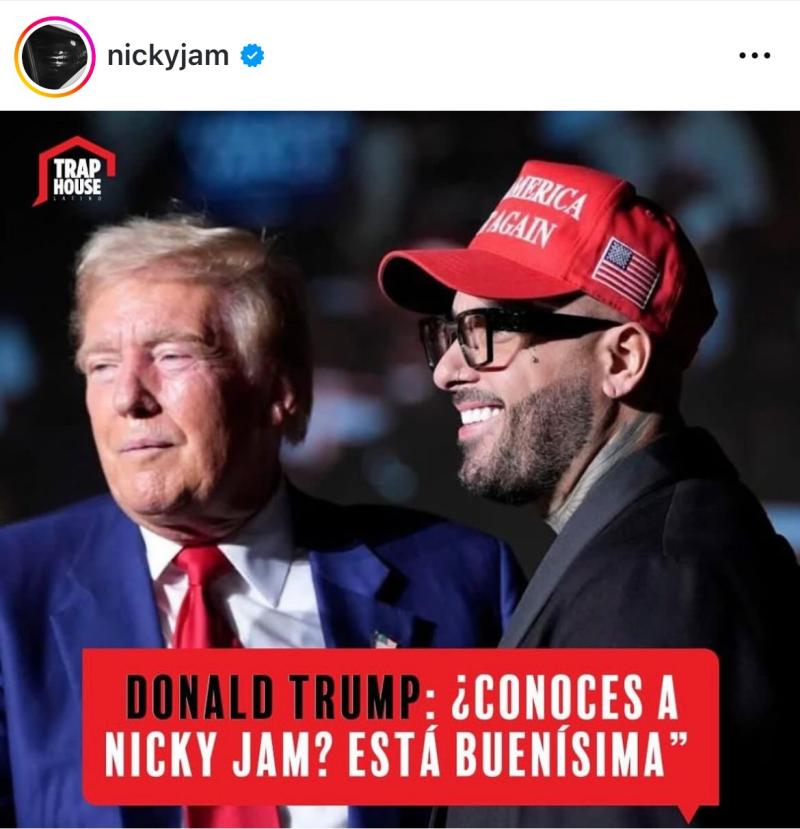 Nicky Jam da su apoyo a Trump