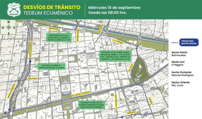 Revisa los desvíos para este 18 de septiembre - Carabineros