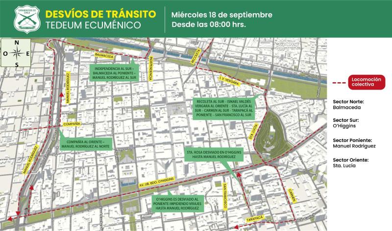 Revisa los desvíos para este 18 de septiembre - Carabineros