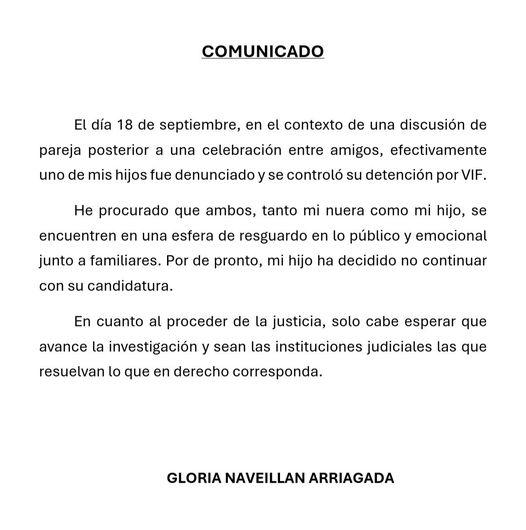 Comunicado Gloria Naveillan