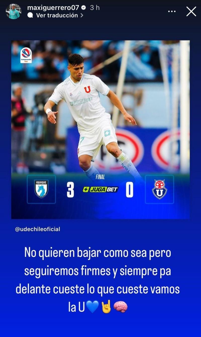 El incendiario mensaje del jugador U de Chile, Maximiliano Guerrero - Crédito: Instagram