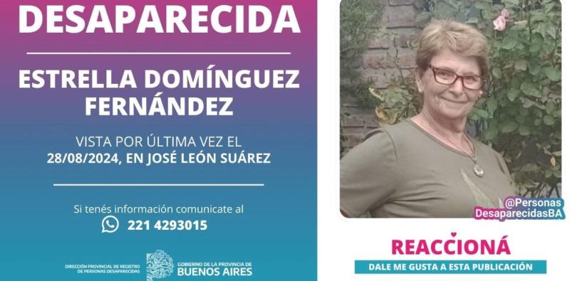 Facebook @PersonasDesaparecidasBA - Abuela desaparecida