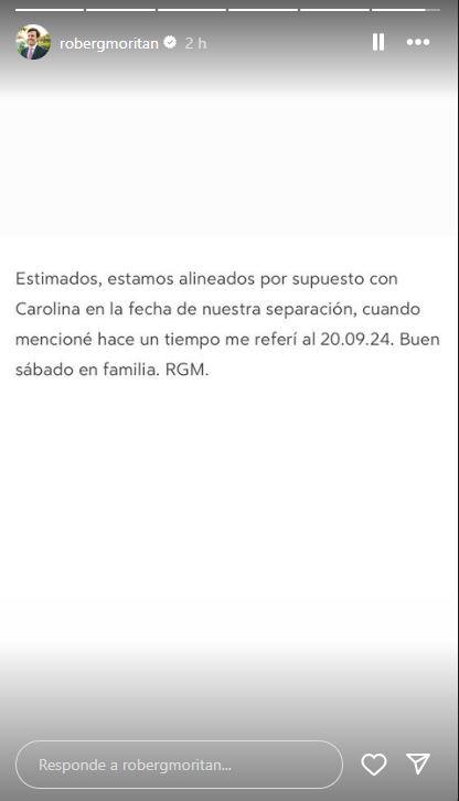 Instagram - Roberto García Moritán se refiere a la separación con Pampita