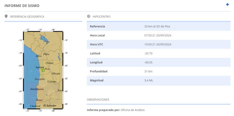 Sismología - Temblor en el norte del país