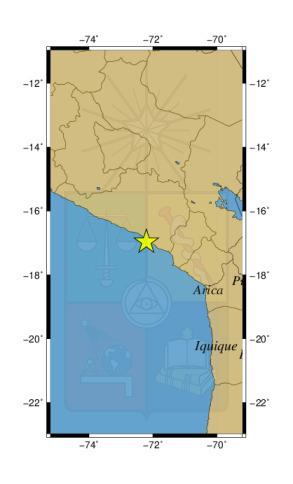 Sismo frente a frontera de Chile con Perú.