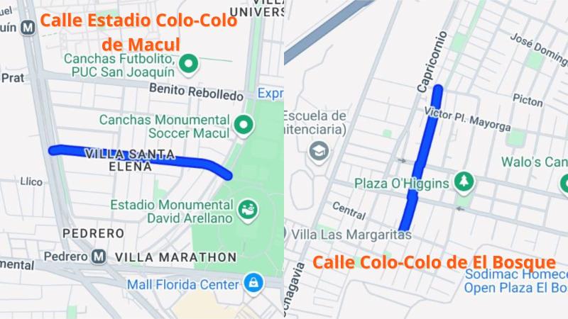 Calle Estadio Colo-Colo (Macul) / Calle Colo-Colo (El Bosque)