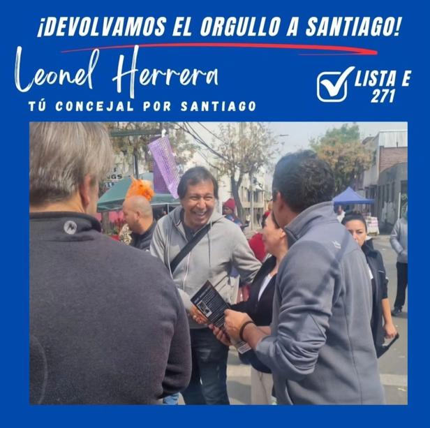 Leonel Herrera es candidato a concejal en la comuna de Santiago - Créditos: Captura