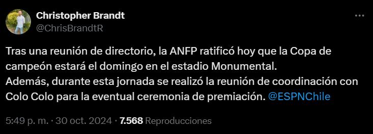 Colo Colo tendrá ceremonia lista frente a Deportes Iquique - Créditos: Captura X