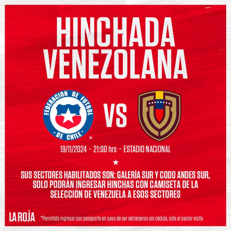 Puntoticket - Se le entregará toda la Galería Sur y el Codo Andes Sur a la hinchada de Venezuela