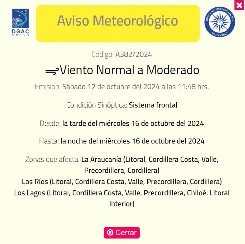 T13 | Emiten aviso meteorológico por vientos en cuatro regiones del país