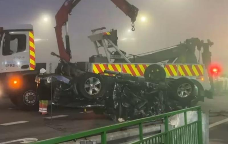 Así quedó la camioneta de Cristóbal Campos tras el grave accidente que vivió.