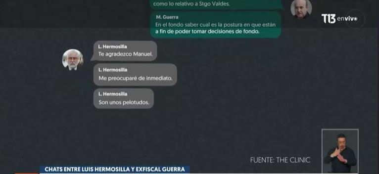 Captura Canal 13 - Chats entre Hermosilla y exfiscal Guerra: Revelan trama para una "salida" en Caso Penta