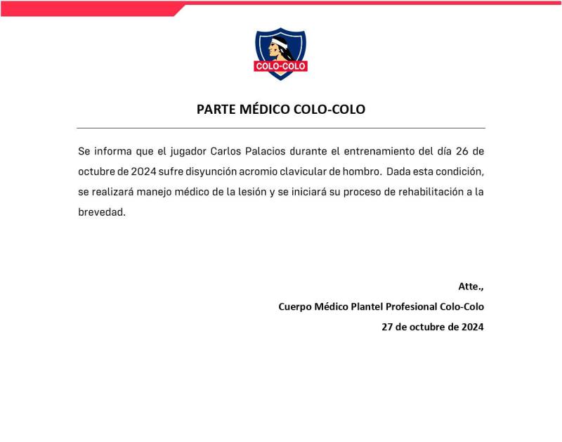 Este fue el comunicado del club - Créditos: Colo Colo