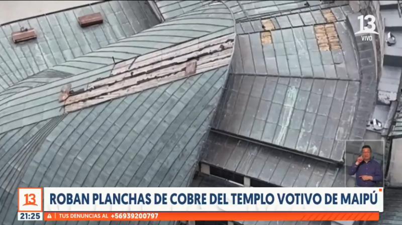 Roban planchas de cobre del Templo Votivo de Maipú - T13