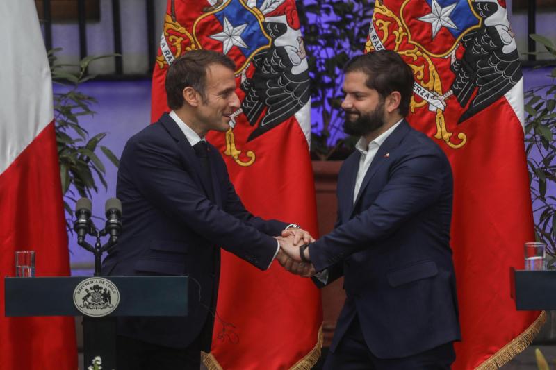 Agencia Uno - Presidente de Francia, Emmanuel Macron, junto a su par de Chile, Gabriel Boric