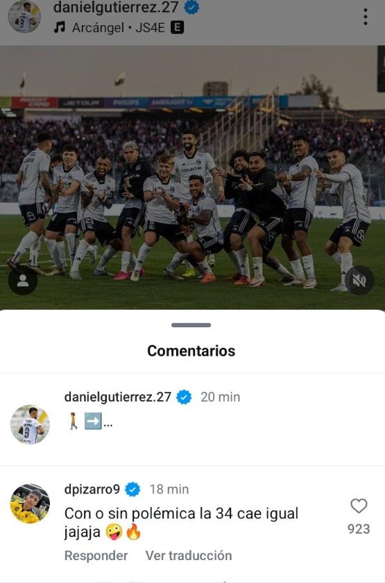 Damián Pizarro comentó publicación de Daniel Gutiérrez - Créditos: Captura