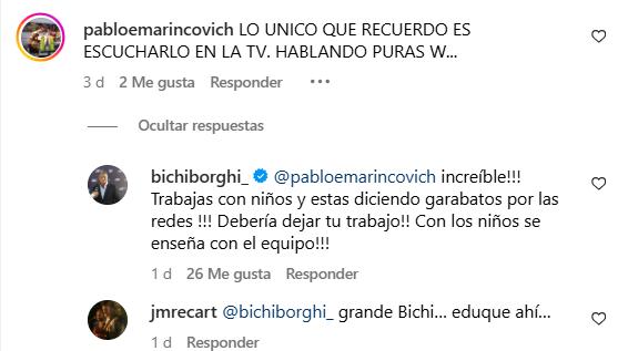 La respuesta de Claudio 'Bichi' Borghi en Instagram - Créditos: Captura