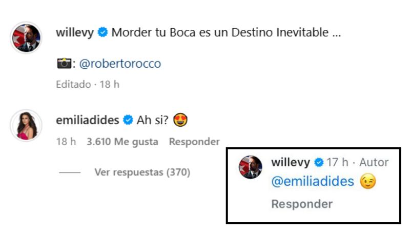 El coqueteo entre Emilia Dides y William Levy - Instagram