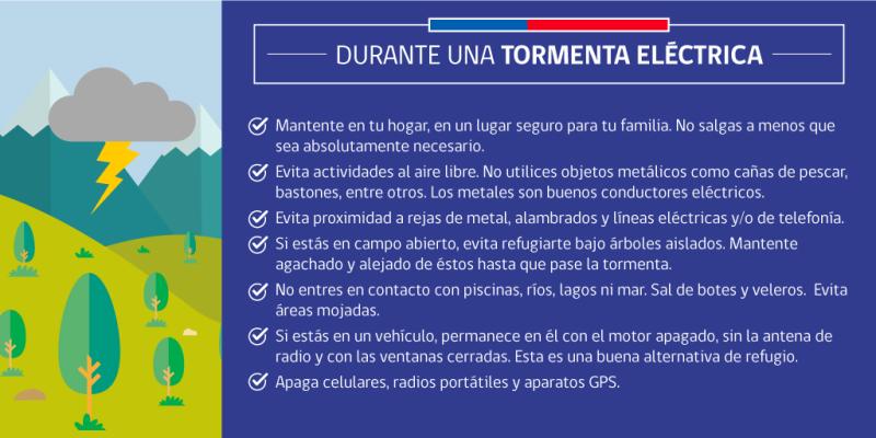 Recomendaciones de Senapred ante posibles tormentas eléctricas - X @Senapred