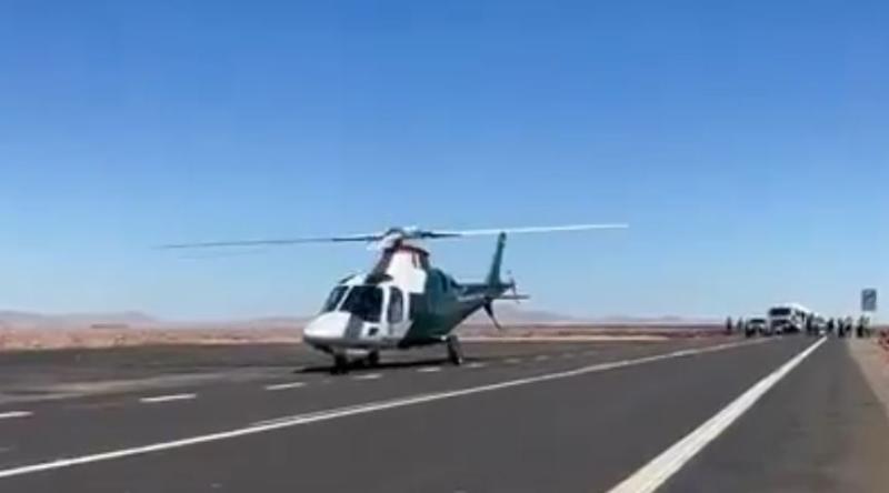 Helicóptero de Carabineros trasladó a lesionado en accidente en Pozo Almonte