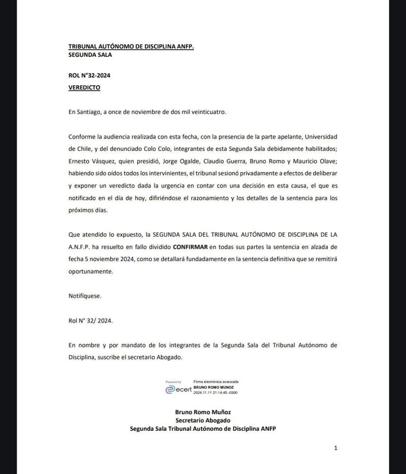 Créditos: Tribunal Disciplina