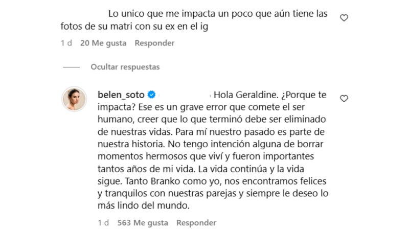 Belén Soto responde por qué no borra fotos con su ex esposo - Instagram