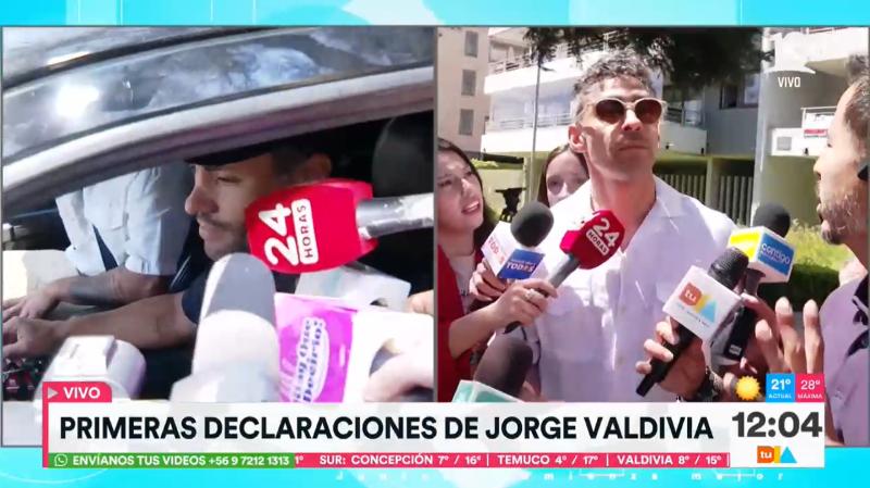 Canal 13 - Jorge Valdivia saliendo de su departamento