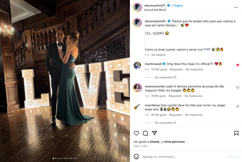 Instagram @alisonsantos01_ - Se confirma relación de Martina Weil con campeón olímpico de Brasil