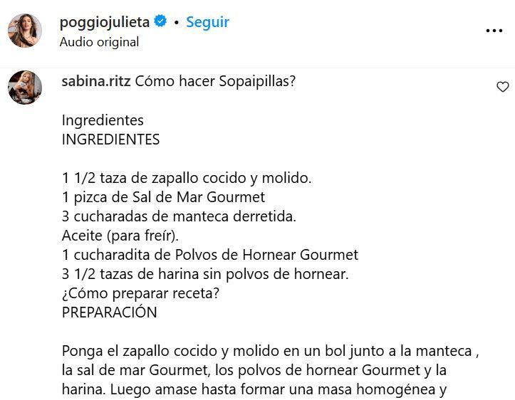 Captura - Recetas de fans de Emilia Dides a influencer argentina
