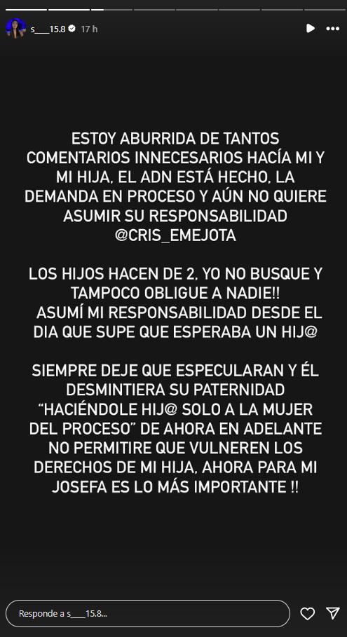 Ex pareja de Cris MJ lo acusa de ser el padre de su hija - Instagram