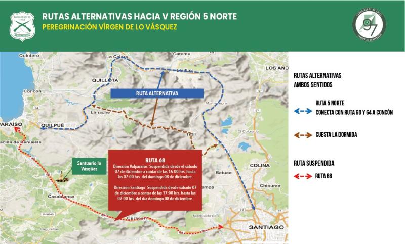 @CarabValparaiso - Rutas alternativas por peregrinación a Lo Vásquez