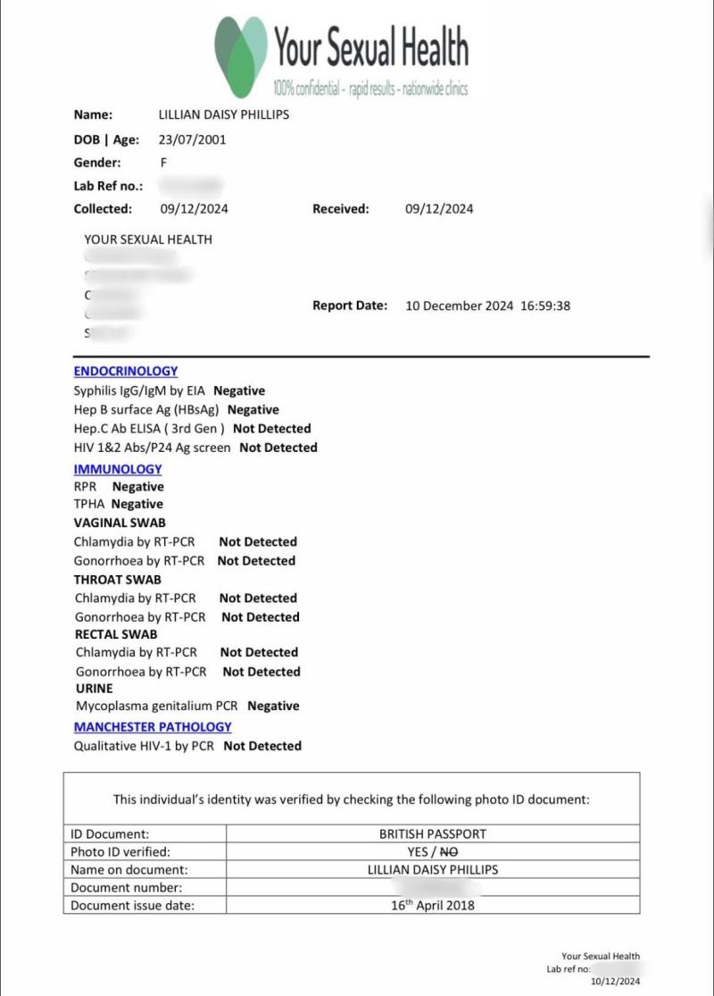 Lily Phillips, la mujer que se acostó con 100 hombres en un día, publica resultados de sus pruebas de enfermedades sexuales