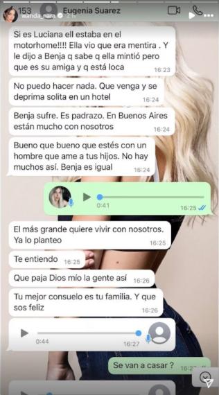 Instagram - Wanda Nara revela polémicos chats donde China Suárez hablaba de Pampita: "Me ahorcó, me quería matar"