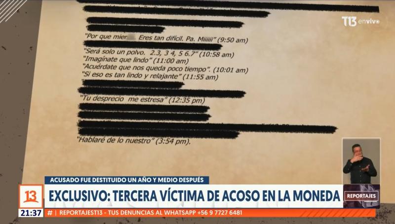 T13 - Chats del ex funcionario Francisco Cofré Peña y una de las funcionarias