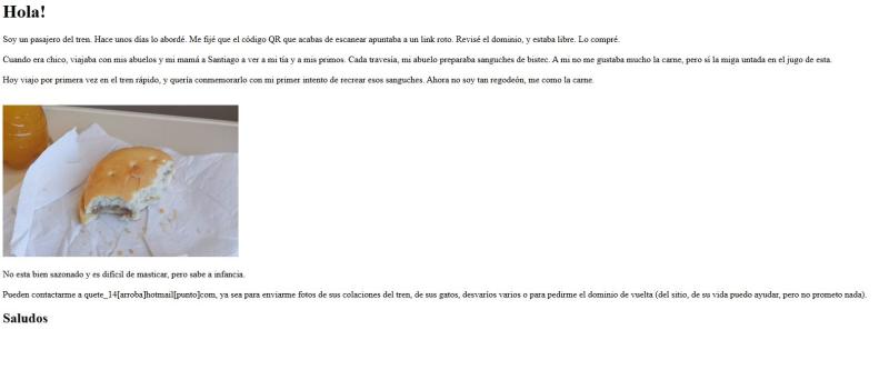 Pasajero compró dominio QR roto de tren EFE y dejó un emotivo mensaje - Captura sitio web