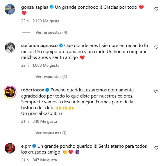 Diversos futbolistas comentaron la publicación de Alfonso Parot - Créditos: Captura