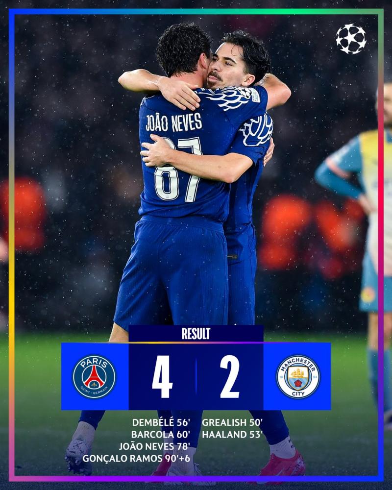 PSG se impuso 4 a 2 en París - Créditos: Champions League