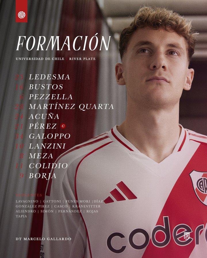 Formación de River Plate - Créditos: River Plate
