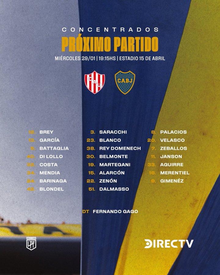 Los citados por Boca para enfrentar a Unión de Santa Fe - Créditos: Boca Juniors