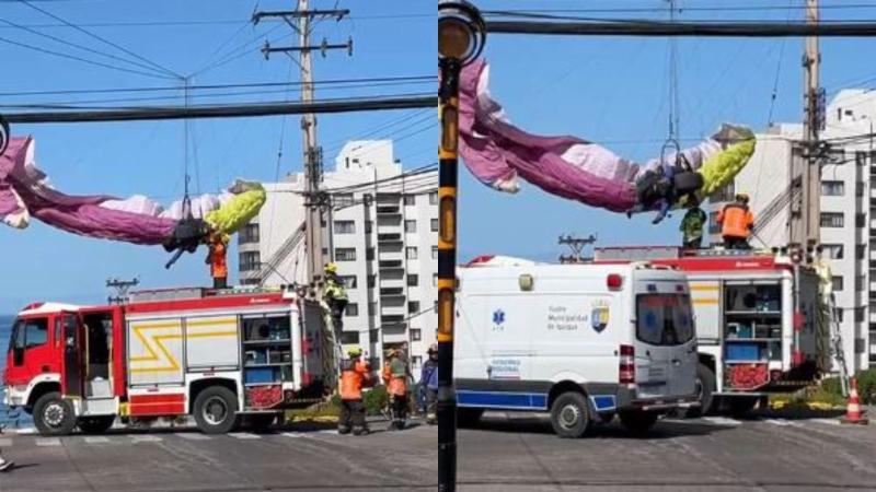 Parapente queda atrapado en Iquique