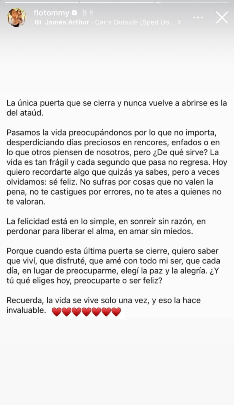 El mensaje que compartió la esposa de Maximiliano Falcón - Créditos: Captura Instagram