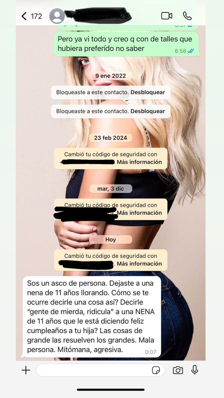 Instagram (Yanina Latorre) - Captura del chat entre Wanda Nara y la China Suárez