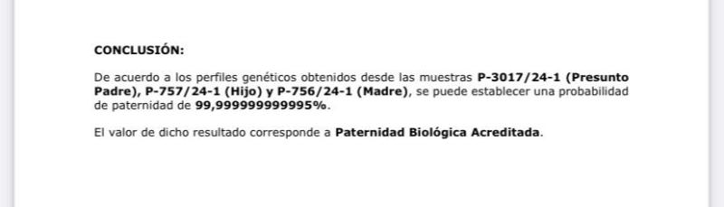 Segunda prueba de ADN entre Víctor Méndez y su hijo - Créditos: Cedida