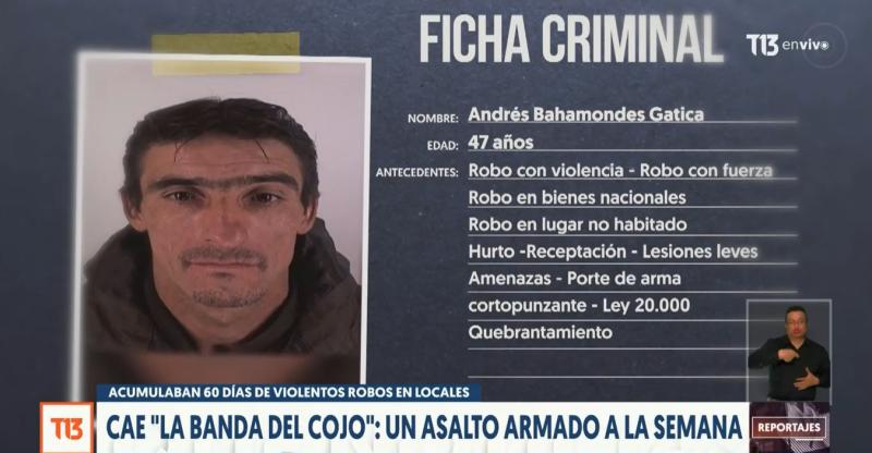 Detienen a peligroso asaltante de la banda del cojo: cámaras de seguridad lo delataron | T13